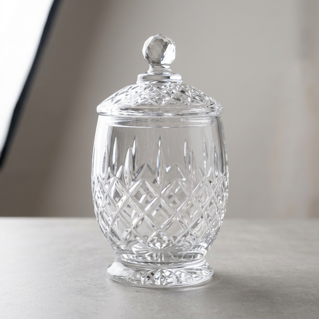 TG1060 GLASS CANDY JAR WITH LID | CRYSTAL SNACK STORAGE JAR | 400ML DECORATIVE GLASS JAR FOR CANDY, DRY FRUITS, JEWELLERY & HOME DÉCOR