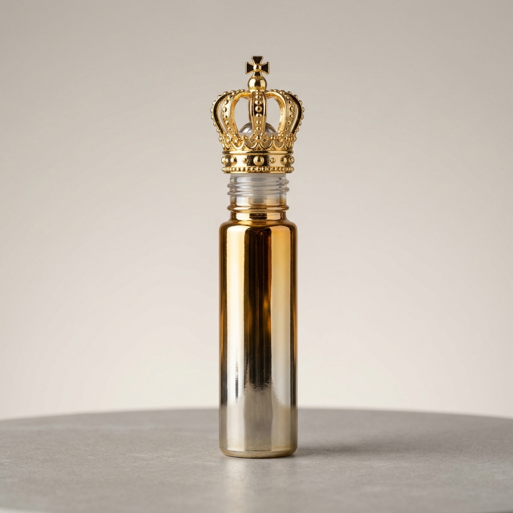 8ML LUXURY ELECTROPLATED GLASS ROLL ON PERFUME BOTTLE WITH GOLDEN CROWN CAP | EMPTY ATTAR, ESSENTIAL OIL & FRAGRANCE BOTTLE