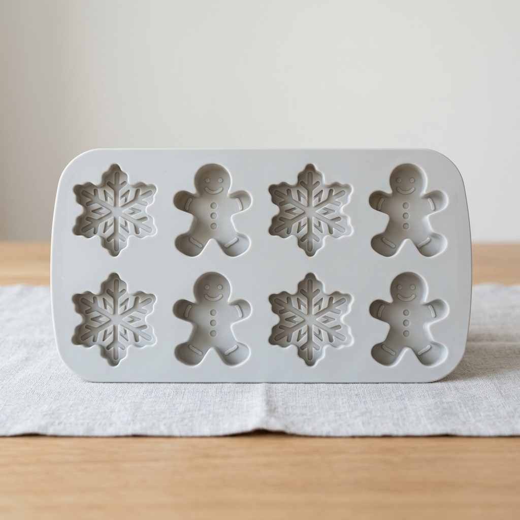 8 CAVITY SNOWFLAKE & GINGERBREAD SILICONE MOULD